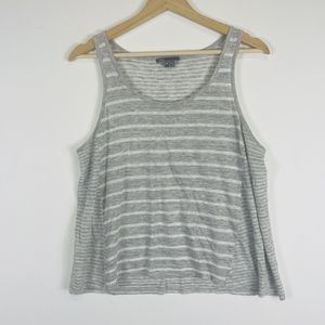 Vince Grey White Stripe Cropped Sleeveless Knit Shirt Top Tank Womens Medium‎